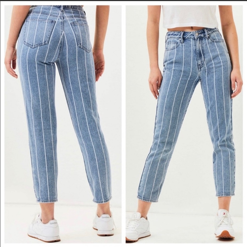 PacSun Striped Mom Window Pane Jeans